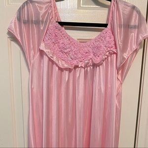 Satin Ruffle Nightgown Plus Size 3x Baby Pink